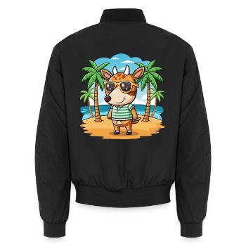 Okapi Lustige Cartoon Sommer Strand Sonnenbrille - Unisex Bomberjacke - Schwarz - Hinten - AI Model Male 185 light (185cm)