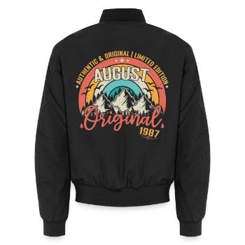 August 1987 August Geburtstag 1987 August - Unisex Bomberjacke - Schwarz - Hinten - AI Model Male 185 light (185cm)