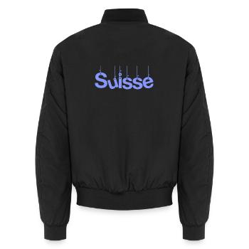 SCHWEIZ. HUMOR. LAND. FLAGGE. GENF. LAUSANNE - Unisex Bomberjacke - Schwarz - Hinten - AI Model Male 185 light (185cm)