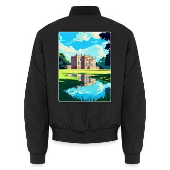 Attingham Park Shropshire Reiseposter Souvenir - Unisex Bomberjacke - Schwarz - Hinten - AI Model Male 185 light (185cm)