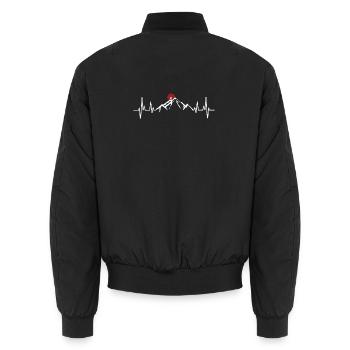 Hiking Mountaineering Climbing Heart Rate Pulse - Unisex Bomber Jacket - black - Back - AI Model Male 185 light (185cm)
