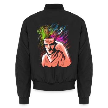 Bunter Kopf Silhouette Gedanken Kreativ - Unisex Bomberjacke - Schwarz - Hinten - AI Model Male 185 light (185cm)