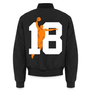 NUMBER 18 BASKETBALL 18TH BIRTHDAY - Unisex Bomber Jacket - black - Back - AI Model Male 185 light (185cm)