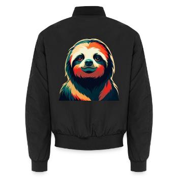 paresseux dessin animé personnage animal de compagnie coloré - Bomber unisexe - noir - Dos - AI Model Male 185 light (185cm)