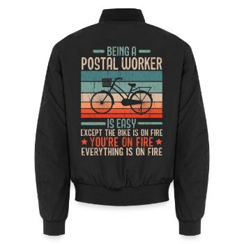 Ich bin Postangestellte Briefträgerin Postbote Ber - Unisex Bomberjacke - Schwarz - Hinten - AI Model Male 185 light (185cm)