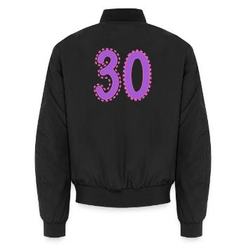 30. 30 YEARS. 30th ANNIVERSARY. 30 YEARS ANNIVERSARY. - Unisex Bomber Jacket - black - Back - AI Model Male 185 light (185cm)