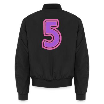 5. 5 YEARS. 5th ANNIVERSARY. 5 YEAR ANNIVERSARY - Unisex Bomber Jacket - black - Back - AI Model Male 185 light (185cm)