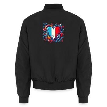 Französisches Vintage-Herz - Unisex Bomberjacke - Schwarz - Hinten - AI Model Male 185 light (185cm)