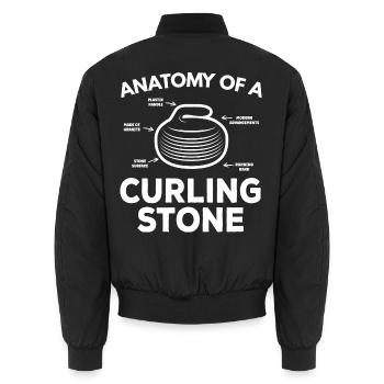 Curling Stein - Unisex Bomberjacke - Schwarz - Hinten - AI Model Male 185 light (185cm)