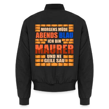 Maurer Geile Sau Mauern Mauermeister Bauhandwerker - Unisex Bomberjacke - Schwarz - Hinten - AI Model Male 185 light (185cm)