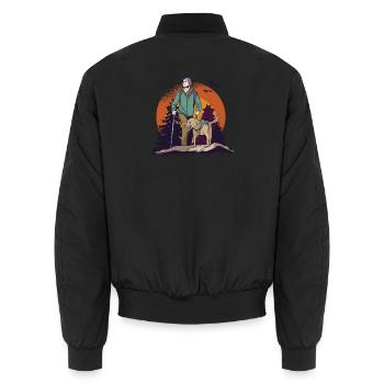 Wandern mit dem Hund - Unisex Bomberjacke - Schwarz - Hinten - AI Model Male 185 light (185cm)