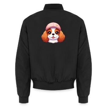 Cavalier King Charles Hund Hund - Rosa Mütze - Unisex Bomberjacke - Schwarz - Hinten - AI Model Male 185 light (185cm)