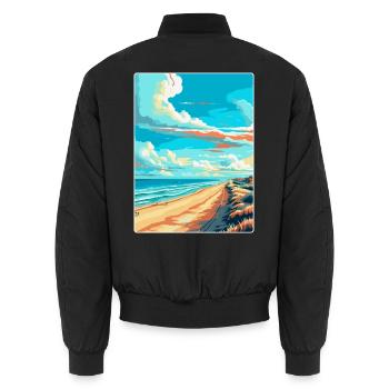 Zandvoort Pays-Bas Affiche de voyage vintage WPA - Bomber unisexe - noir - Dos - AI Model Male 185 light (185cm)