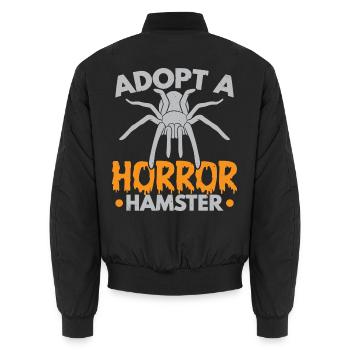 Adoptiere einen Horror-Hamster Arachnid Spinnenflü - Unisex Bomberjacke - Schwarz - Hinten - AI Model Male 185 light (185cm)