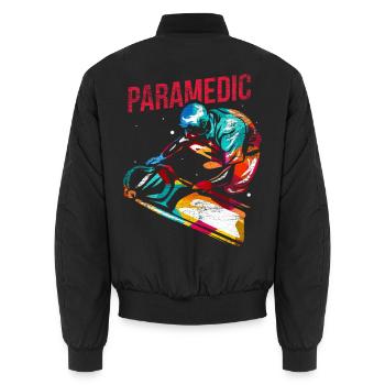 Beherzter Sanitäter Rettungsdienst - Unisex Bomberjacke - Schwarz - Hinten - AI Model Male 185 light (185cm)
