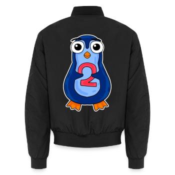 penguin 2 jahre alt - Zwei - Nummer 2 - 2 Klasse - Unisex Bomberjacke - Schwarz - Hinten - AI Model Male 185 light (185cm)