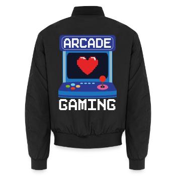 Arcade Spiele Videospiel Spiele Nerd Streamer - Unisex Bomberjacke - Schwarz - Hinten - AI Model Male 185 light (185cm)