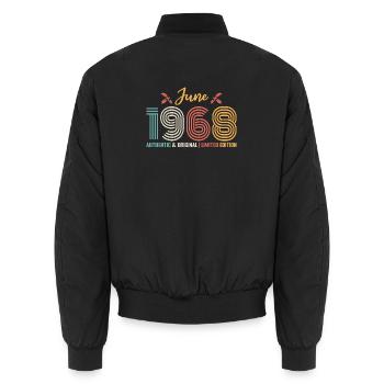 Juni 1968 Geburtstag Juni 1968 Retro Juni - Unisex Bomberjacke - Schwarz - Hinten - AI Model Male 185 light (185cm)