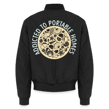 Süchtig nach tragbaren Häusern Shelling Beachcombi - Unisex Bomberjacke - Schwarz - Hinten - AI Model Male 185 light (185cm)