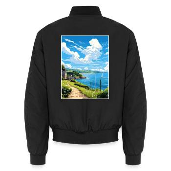 St Mawes Michaels Mount Cornwall Reiseposter - Unisex Bomberjacke - Schwarz - Hinten - AI Model Male 185 light (185cm)