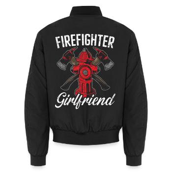 Feuerwehrmann Freundin Brandbekämpfung Feuerwehrma - Unisex Bomberjacke - Schwarz - Hinten - AI Model Male 185 light (185cm)