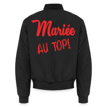Junggesellinnenabschied. HOCHZEIT. TEAM BRAUT. ZUKÜNFTIGE BRAUT - Unisex Bomberjacke - Schwarz - Hinten - AI Model Male 185 light (185cm)