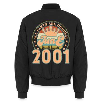 Juni 2001. Juni 2001 Geburtstagsgeschenk. Juni - Unisex Bomberjacke - Schwarz - Hinten - AI Model Male 185 light (185cm)