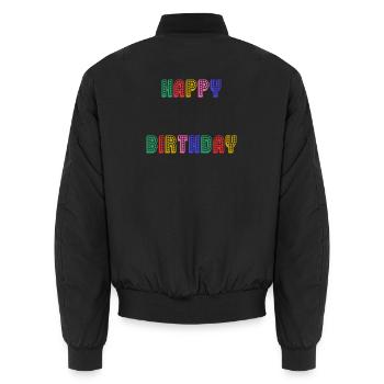 HAPPY BIRTHDAY. ANNIVERSAIRE. - Bomber unisexe - noir - Dos - AI Model Male 185 light (185cm)