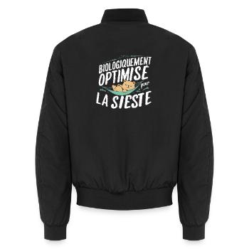 Biologiquement Optimisé Pour La Sieste - Bomber unisexe - noir - Dos - AI Model Male 185 light (185cm)
