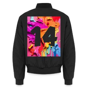 NON. 14 NUMÉRO 14 COLORÉ 14E ANNIVERSAIRE - Bomber unisexe - noir - Dos - AI Model Male 185 light (185cm)