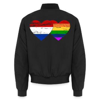 Holland Regenbogen Flagge used - Unisex Bomberjacke - Schwarz - Hinten - AI Model Male 185 light (185cm)
