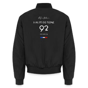 Leben in HAUTS-DE-SEINE Nummer 92 Île de France - Unisex Bomberjacke - Schwarz - Hinten - AI Model Male 185 light (185cm)
