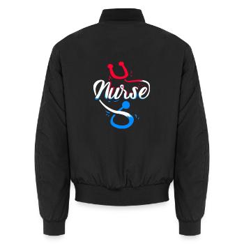 Engagierte Krankenschwester Notaufnahme - Unisex Bomberjacke - Schwarz - Hinten - AI Model Male 185 light (185cm)
