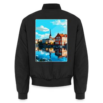 Eskilstuna Schweden Vintage Reiseplakat Souvenir - Unisex Bomberjacke - Schwarz - Hinten - AI Model Male 185 light (185cm)