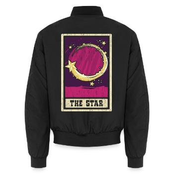 Der Stern Tarotkarte Schamane Wahrsagerei - Unisex Bomberjacke - Schwarz - Hinten - AI Model Male 185 light (185cm)