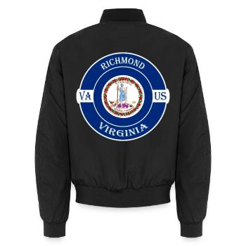 Richmond Virginia Flagge USA Reise Souvenir Abzeichen - Unisex Bomberjacke - Schwarz - Hinten - AI Model Male 185 light (185cm)