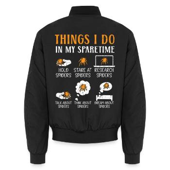 Dinge, die ich in meiner Freizeit mache Spider Lov - Unisex Bomberjacke - Schwarz - Hinten - AI Model Male 185 light (185cm)