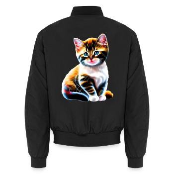 Baby-Weihnachtskatze - Unisex Bomberjacke - Schwarz - Hinten - AI Model Male 185 light (185cm)