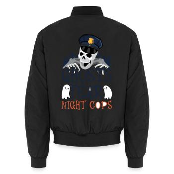 Gespenster fürchten die Nacht Polizisten Polizist - Unisex Bomberjacke - Schwarz - Hinten - AI Model Male 185 light (185cm)