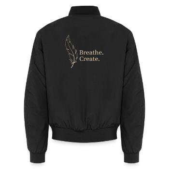 Breath Create Feder Leichtigkeit - Unisex Bomberjacke - Schwarz - Hinten - AI Model Male 185 light (185cm)