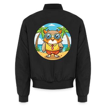 Eule Lustige Cartoon Sommer Strand Sonnenbrille - Unisex Bomberjacke - Schwarz - Hinten - AI Model Male 185 light (185cm)