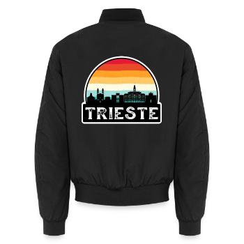 Triest Italien Flagge Skyline Reisesouvenir - Unisex Bomberjacke - Schwarz - Hinten - AI Model Male 185 light (185cm)