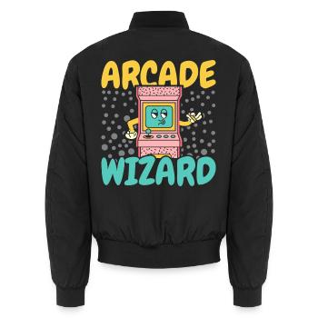 Arcade Spiele Video Spiel Spiel Nerd Streamer - Unisex Bomberjacke - Schwarz - Hinten - AI Model Male 185 light (185cm)