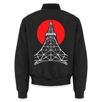 Faszinierendes Tokio Tempelreise - Unisex Bomberjacke - Schwarz - Hinten - AI Model Male 185 light (185cm)