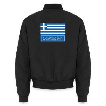 Santorini auf Griechisch geschrieben - Unisex Bomberjacke - Schwarz - Hinten - AI Model Male 185 light (185cm)