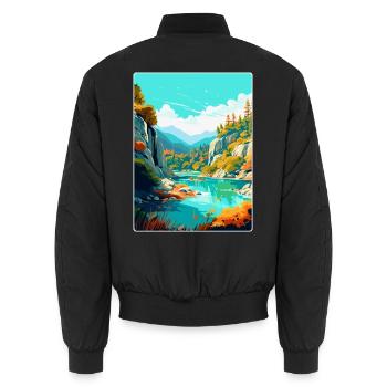 Peneda Geres Nationalpark Portugal Reiseplakat - Unisex Bomberjacke - Schwarz - Hinten - AI Model Male 185 light (185cm)
