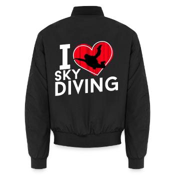 I love Sky Diving - Herz mit Fallschirmspringer - Unisex Bomberjacke - Schwarz - Hinten - AI Model Male 185 light (185cm)