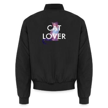 Cat Lover Shirt in Weltraumoptik - Unisex Bomberjacke - Schwarz - Hinten - AI Model Male 185 light (185cm)