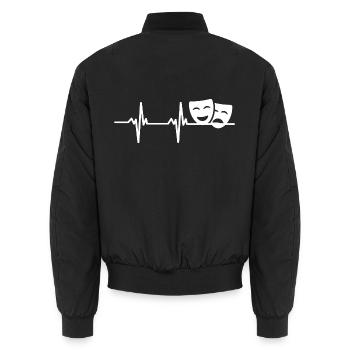 Drama Masks Theatre Heart palpitations - Unisex Bomber Jacket - black - Back - AI Model Male 185 light (185cm)