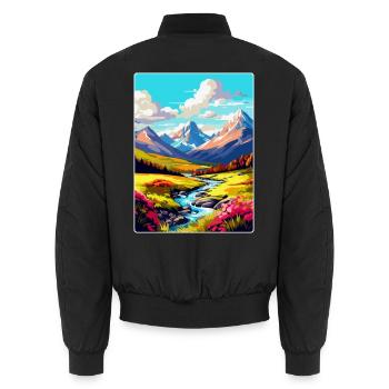 Ben Nevis Schottland Vereinigtes Königreich Vintage Reiseposter WPA - Unisex Bomberjacke - Schwarz - Hinten - AI Model Male 185 light (185cm)